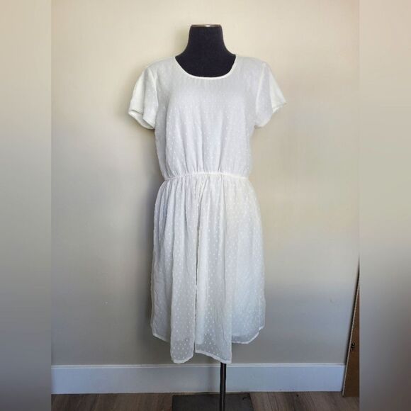 DownEast Dresses & Skirts - Downeast White Midi Dress Swiss Dot Cottagecore Fairycore Modest Angel Medium